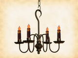 Country LightingCOLONIAL "PEPPERMILL" METAL CANDLE CHANDELIER - 4 Arm Candelabra Handmade in USAceiling lightchandelierSaving Shepherd