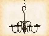 Country LightingCOLONIAL "PEPPERMILL" METAL CANDLE CHANDELIER - 4 Arm Candelabra Handmade in USAceiling lightchandelierSaving Shepherd