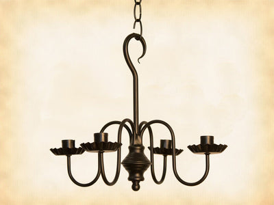 Country LightingCOLONIAL "PEPPERMILL" METAL CANDLE CHANDELIER - 4 Arm Candelabra Handmade in USAceiling lightchandelierSaving Shepherd