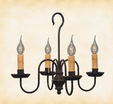 Country LightingCOLONIAL "PEPPERMILL" CHANDELIER - Handcrafted 4 Arm Metal Candelabra Light USAceiling lightchandelierSaving Shepherd
