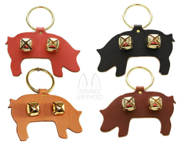 Door ChimeDOOR CHIME - LEATHER PIG with SLEIGH BELLS in 4 Colors - Amish Handmade in USAbellschimesSaving Shepherd