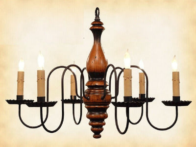 Country Lighting"Anderson" WOOD CHANDELIER - Handmade 6 Candle Country Light in 24 FinishescandelabracandleSaving Shepherd