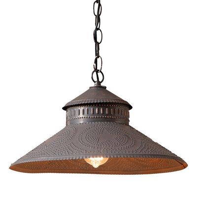 Country LightingPUNCHED TIN SHOPKEEPER PENDANT Lamp Colonial STAR Pattern Hanging Light in Kettle BlackblackenedceilingSaving Shepherd