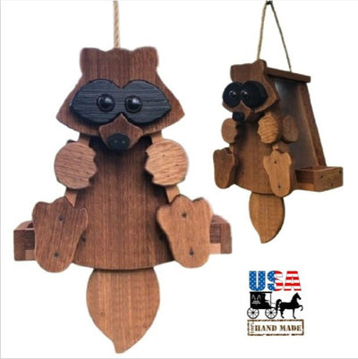 Bird FeederRUSTIC RACOON BIRD FEEDER - Amish Handmade Mushroom Woodbirdbird feederSaving Shepherd