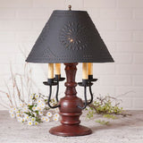 Country LightingCOLONIAL "CEDAR CREEK" TABLE LAMP with 4 Arm Candelabra in 7 Distressed FinishesblackcandelabraSaving Shepherd