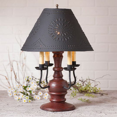 COLONIAL "CEDAR CREEK" TABLE LAMP with 4 Arm Candelabra in 7 Distressed Finishes