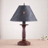 BUTCHER'S BEDSIDE TABLE LAMP with Punched Tin Shade - 5 Distressed Textured Finishes