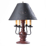 Country LightingCOLONIAL "CEDAR CREEK" TABLE LAMP with 4 Arm Candelabra in 7 Distressed FinishesblackcandelabraSaving Shepherd