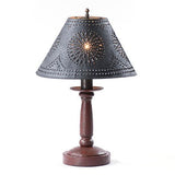 BUTCHER'S BEDSIDE TABLE LAMP with Punched Tin Shade - 5 Distressed Textured Finishes