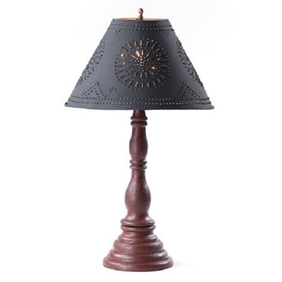 Country LightingDAVENPORT TABLE LAMP with 15" Punched Tin Shade in 10 Distressed Textured Finisheslamplightpunched tinRedSaving Shepherd