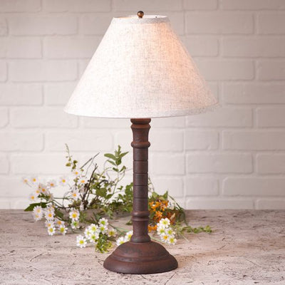 Country LightingPRIMITIVE WOOD "GATLIN" TABLE LAMP & IVORY LINEN SHADE in Heavily Distressed Crackle Finishesaccent lightcountry lightingSaving Shepherd