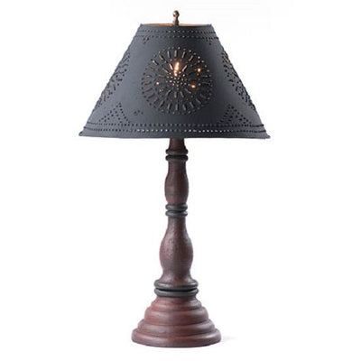 Country LightingDAVENPORT TABLE LAMP with 15" Punched Tin Shade in 10 Distressed Textured Finisheslamplightpunched tinBlackSaving Shepherd