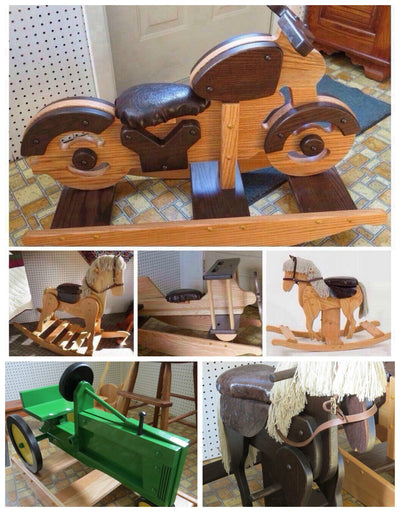 Wooden & Handcrafted ToysROCKING AIRPLANE Handmade Solid Oak BiPlane Rocker with Working Propeller & Faux Leather SeatairplaneairplanesSaving Shepherd