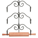 3 ROLLING PIN RACK SET - Wrought Iron Kitchen Wall Mount Holders USA HANDCRAFTED