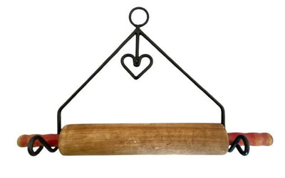 Rolling Pin HolderROLLING PIN RACK with HEART - Wrought Iron Kitchen Wall Mount HolderAmish BlacksmithcaddySaving Shepherd