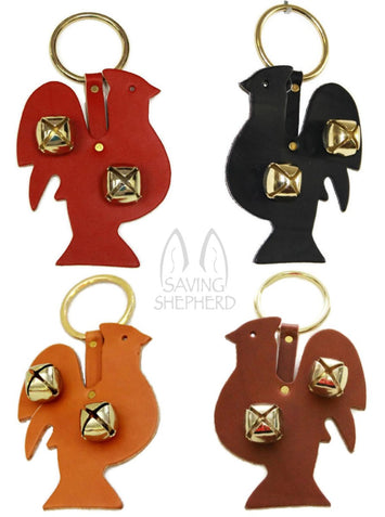 Door ChimeDOOR CHIME - LEATHER ROOSTER with SLEIGH BELLS in 4 Colors - Amish Handmade in USAbellschickenSaving Shepherd