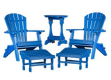 Outdoor Furniture5 PIECE COMPLETE OUTDOOR PATIO SET - 2 Folding Adirondack Chairs, 2 Ottomans & Candy Table in 19 ColorsAdirondackchairottomanRoyal BlueSaving Shepherd