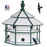 8 ROOM PURPLE MARTIN BIRDHOUSE - 2 Story White & Green Bird House USA