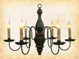 Country Lighting"Anderson" WOOD CHANDELIER - Handmade 6 Candle Country Light in 24 FinishescandelabracandleceilingMustard - Black & RedSaving Shepherd