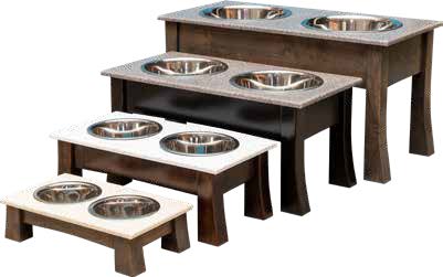 Wooden Raised dog Feeder with 2 Stainless Steel Bowl - Dog bowl