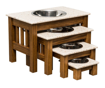 Handcrafted for PetsSINGLE BOWL CRAFTSMAN LUXURY WOOD DOG FEEDER with CORIAN TOP - USA HANDMADEDogdog bowlSaving Shepherd