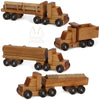 WOOD TOY TRUCKS - Set of FOUR (4) Log Barrel Tanker & Dump Truck Construction Fleet