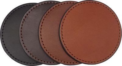 CoastersLEATHER COASTER SET - 4 Plain or Stitched Leather CoastersbeerleatherSaving Shepherd