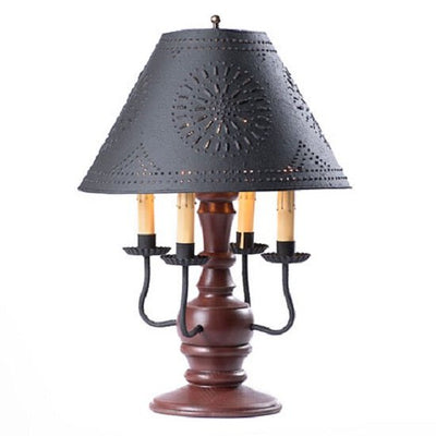 Country LightingCOLONIAL "CEDAR CREEK" TABLE LAMP with 4 Arm Candelabra in 7 Distressed FinishesblackcandelabraSaving Shepherd