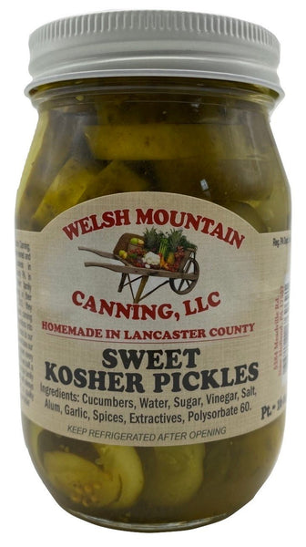 PicklesSWEET KOSHER PICKLES - 16 & 32 oz Jars Amish Homemade in Lancaster USAfarm marketkosherSaving Shepherd