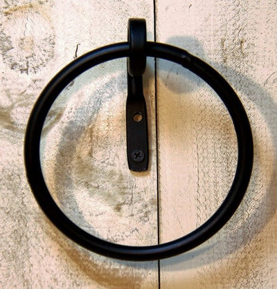 Wrought IronROUND WROUGHT IRON TOWEL RING - Primitive USA Amish BlacksmithAmish BlacksmithbathSaving Shepherd