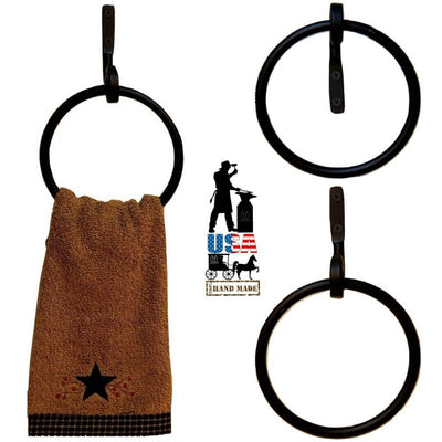 Wrought IronROUND WROUGHT IRON TOWEL RING - Primitive USA Amish BlacksmithAmish BlacksmithbathSaving Shepherd