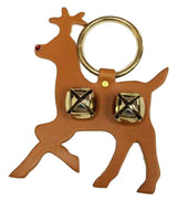 Door ChimeLEATHER RUDOLPH DOOR CHIME with CRYSTAL NOSE & BRASS SLEIGH BELLS - Amish Handmade in USAbellsbuckSaving Shepherd