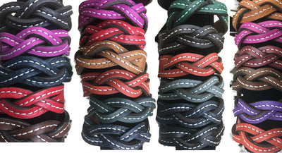 Leather BraceletBRAIDED LEATHER BRACELET - Amish Handmade Men's Women's Cuff Wrap in 12 COLORSAmerican MadeAmishbraceletBlackSaving Shepherd