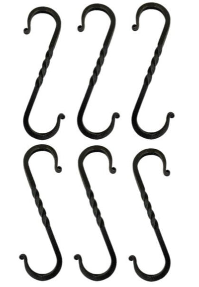 hook6½" TWISTED WROUGHT IRON S HOOKS - Amish Hand Forged with ScrollsblacksmithironSaving Shepherd