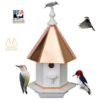 BirdhouseWOODPECKER BIRDHOUSE - Azek Poly Vinyl & Copper Roof Bird Housebirdbird houseSaving Shepherd