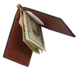 LEATHER DELUXE MINI LENTZ WALLET - Pump Handle Money Clip & 4 Card Slots