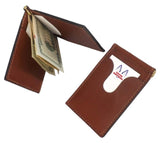LEATHER DELUXE MINI LENTZ WALLET - Pump Handle Money Clip & 4 Card Slots