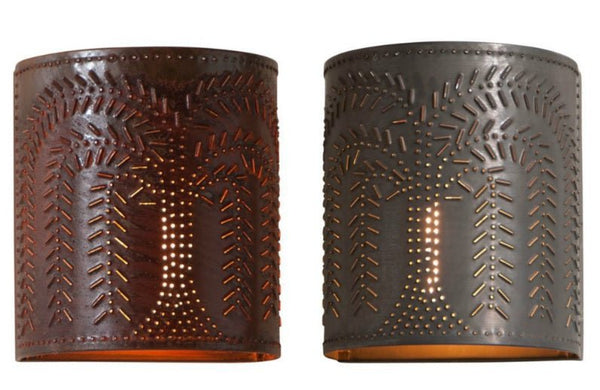 Country LightingPUNCHED TIN SCONCE LIGHT Handcrafted Willow Tree Pattern Wall Lamp in Kettle Black or Rustic Tin Finishlightpunched tinSaving Shepherd