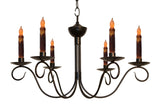 Country LightingSCROLLED COLONIAL 6 ARM CANDLE CHANDELIER "Washington" Handcrafted Metal Candelabra USAceiling lightchandelierSaving Shepherd