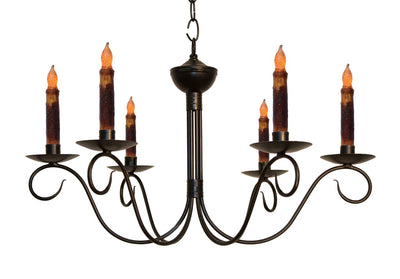 Country LightingSCROLLED COLONIAL 6 ARM CANDLE CHANDELIER "Washington" Handcrafted Metal Candelabra USAceiling lightchandelierSaving Shepherd