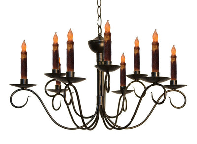 Country Lighting2 Tier SCROLLED COLONIAL 9 ARM CANDLE CHANDELIER "Washington" Metal Candelabra USAceiling lightchandelierSaving Shepherd