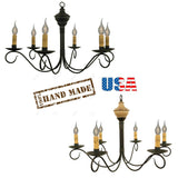 Country LightingWOOD & METAL CHANDELIER - Handmade 6 Candle "Washington" Country Light USAcandelabracandleSaving Shepherd