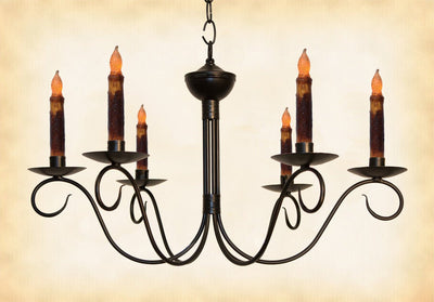 Country LightingSCROLLED COLONIAL 6 ARM CANDLE CHANDELIER "Washington" Handcrafted Metal Candelabra USAceiling lightchandelierSaving Shepherd