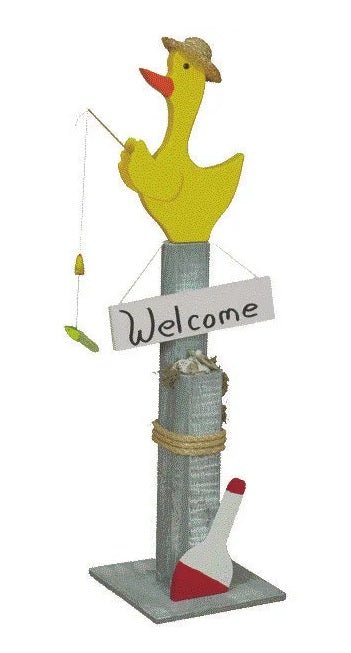 Lawn DecorWELCOME PIER POST - Fishing Duck or Pelican Lawn Porch Ornamentlawn decorpier postwhirligigDuckSaving Shepherd