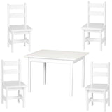 4 CHAIRS & TABLE 5pc PLAY SET - Handmade Wood Toy Furniture - WHITE or HARVEST Finish