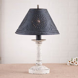 BUTCHER'S BEDSIDE TABLE LAMP with Punched Tin Shade - 5 Distressed Textured Finishes