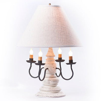 Country LightingHARRISON COLONIAL TABLE LAMP with 17" Ivory Linen Fabric Shade - 5 Distressed Finishes USACandelabracandlesSaving Shepherd