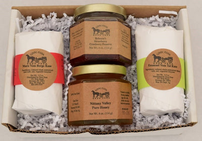 Food Gift BasketsWISHING YOU WELL GIFT BOX - 2 Soft Cheeses Honey & Strawberry Cranberry PreservebundledelicacySaving Shepherd