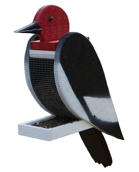 Bird FeederREDHEADED WOODPECKER BIRD FEEDER - Large Solid Wood USA Handmadebirdbird feederSaving Shepherd