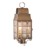 OUTDOOR COLONIAL POST LANTERN Handcrafted Weathered Brass with Handmade Bars